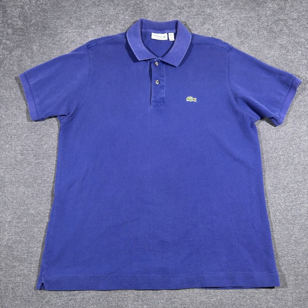 Lacoste Polo Shirt‎ Mens XL Blue Classic Fit Cotton Croc Logo Short Sleeve Prep